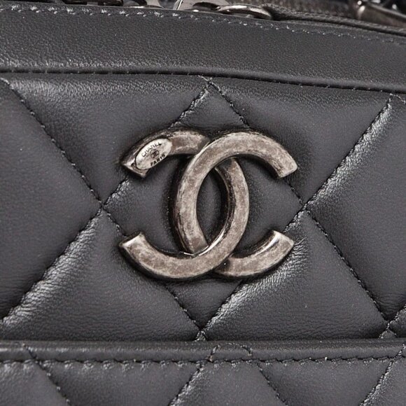 Chanel Dark Grey Quilted Lambskin Leather Trendy CC Bowling Bag - Picture 7 of 12